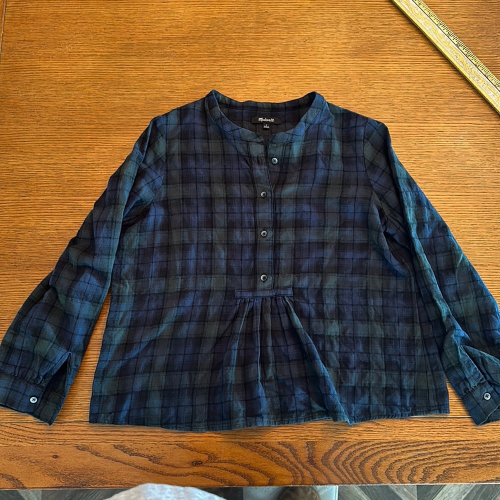 Madewell flannel plaid blouse. Size Small